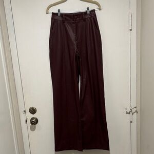 Women’s Burgundy Faux Leather Pants